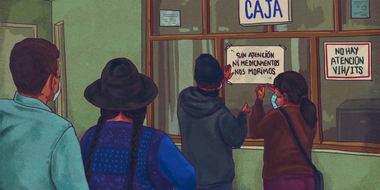 Una ilustración artística referida al VIH en Bolivia.