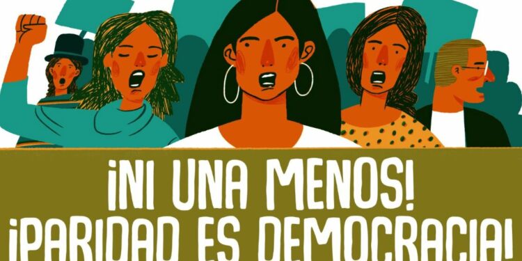 Ilustración en contra de la violencia y acoso político en Bolivia contra mujeres.