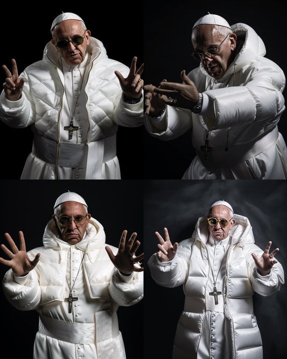 El Papa Francisco en una serie de imágenes generadas por IA en las que viste ropa Balenciaga.