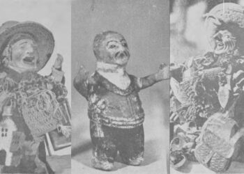 Fotografías de tres Ekekos de distintas épocas