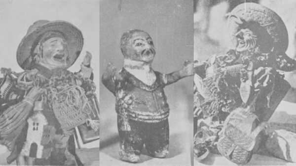 Fotografías de tres Ekekos de distintas épocas