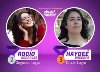 Rocío Corrales y Haydeé Bascopé, ganadoras de dos premios en el primer Premio Nacional de Periodismo con Perspectiva de Género de Bolivia.